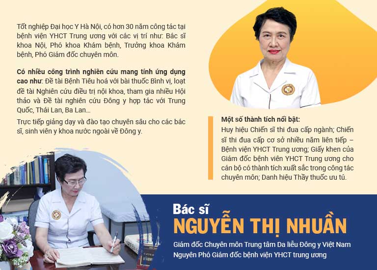 Bác sĩ Nguyễn Thị Nhuần thuộc Trung tâm Da liễu Đông y Việt Nam