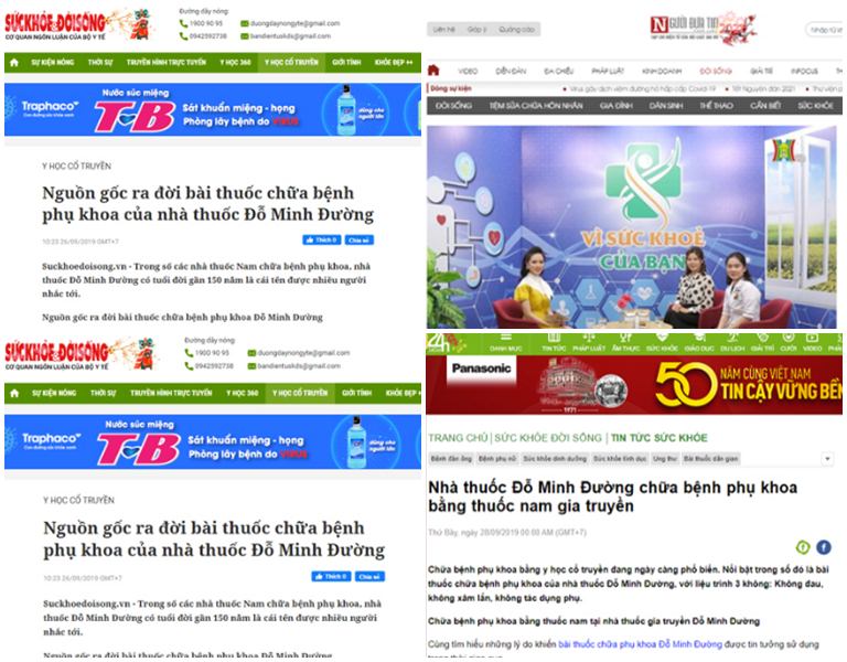 Một số trang báo đưa tin về bài thuốc Phụ Khang Đỗ Minh