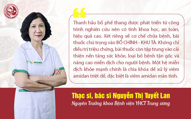 Bác sĩ Nguyễn Thị Tuyết Lan đánh giá về cơ chế điều trị của Thanh hầu bổ phế thang